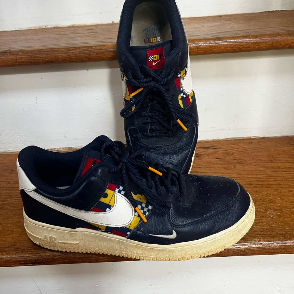 Nike Air Force 1 Blue and White Athletic Shoes